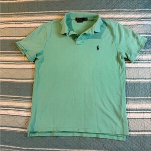 Polo Ralph Lauren Custom Slim Fit Polo Shirt Size Medium Light Green Blue Pony